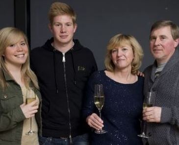Stephanie De Bruyne with her parents and brother Kevin De Bruyne